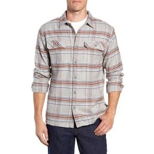 Patagonia Fjord Flannel Shirt Men's XL Feather Gray Plaid Organic Cotton 53947